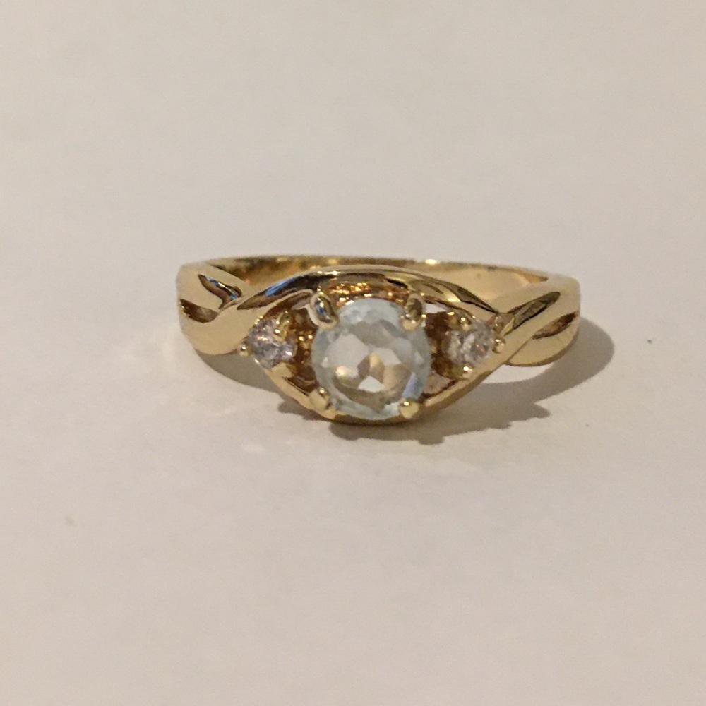 Genuine blue quartz gold plated ring - Picture 3 of 6